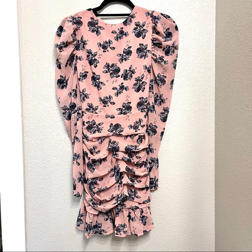 Nasty Gal Ruched Sleeve Floral Mini Dress - Picture 3 of 5